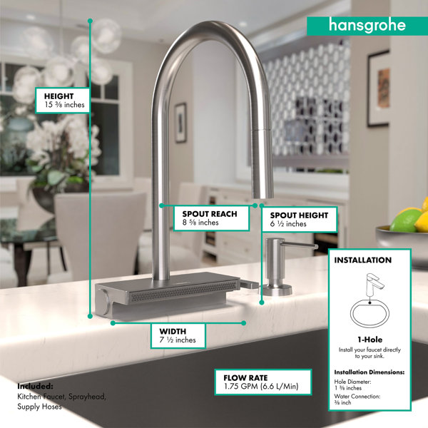 Hansgrohe Aquno Select 3-Spray Kitchen Faucet with Pull-Down Spout